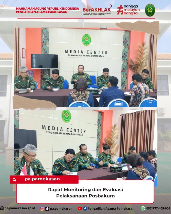 Pengadilan Agama Pamekasan Gelar Rapat Monev Posbakum untuk Tingkatkan Kualitas Layanan Hukum